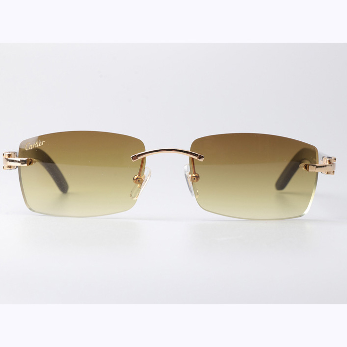 Cartier CT_3524012 Black Buffalo Sunglasses Gold Brown - EUR FASHION