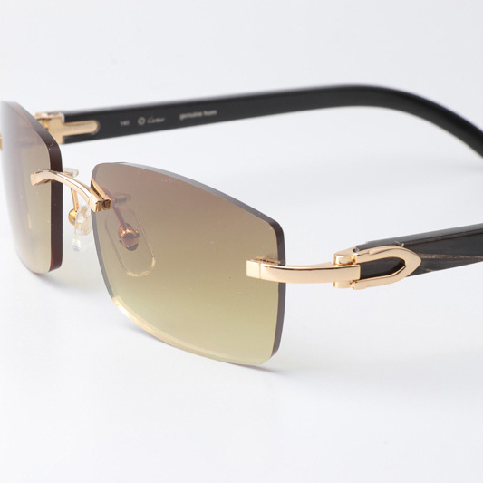 Cartier CT_3524012 Black Buffalo Sunglasses Gold Brown - EUR FASHION