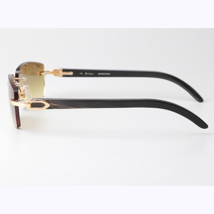 Cartier CT_3524012 Black Buffalo Sunglasses Gold Brown - EUR FASHION