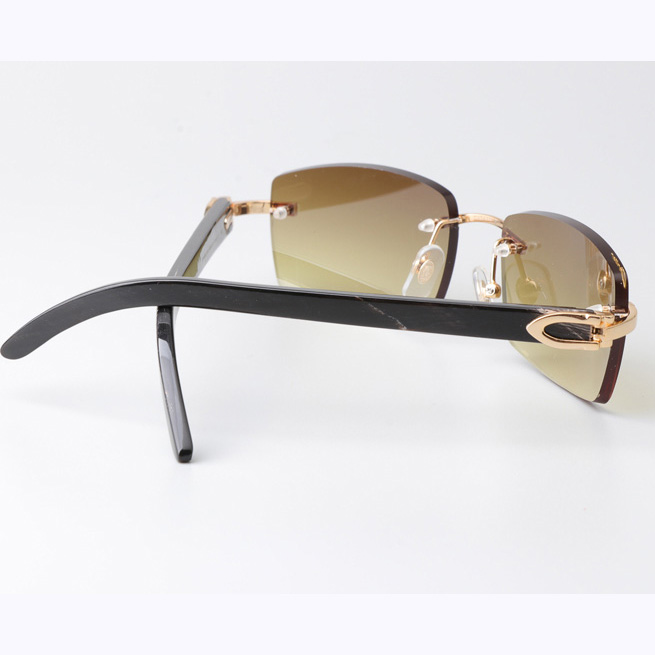 Cartier CT_3524012 Black Buffalo Sunglasses Gold Brown - EUR FASHION