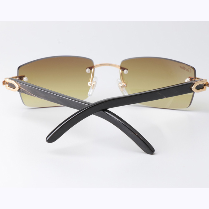 Cartier CT_3524012 Black Buffalo Sunglasses Gold Brown - EUR FASHION