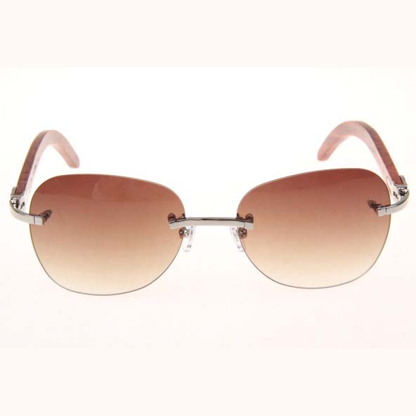 Cartier CT 3524012 Aviator Lens Wood Sunglasses In Silver Brown - EUR FASHION