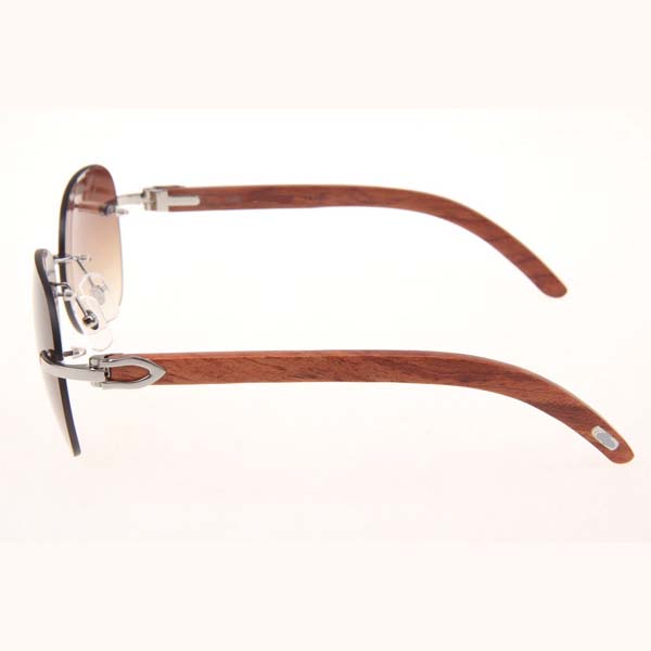 Cartier CT 3524012 Aviator Lens Wood Sunglasses In Silver Brown - EUR FASHION