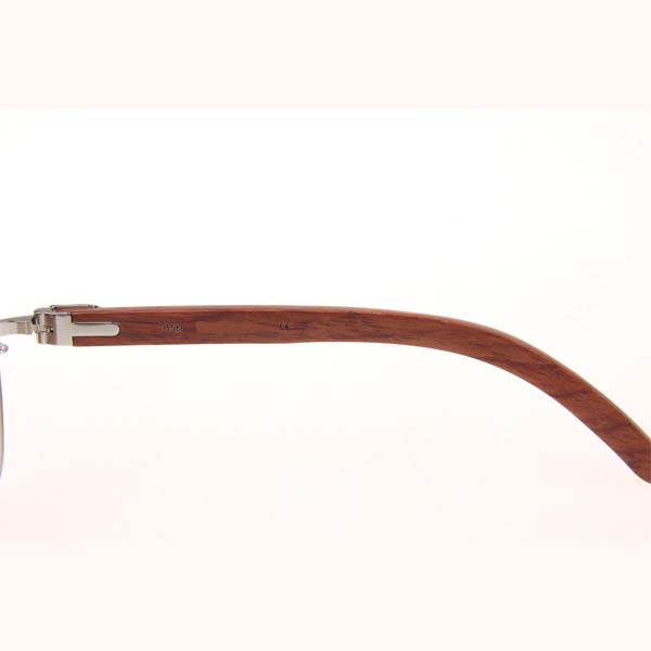 Cartier CT 3524012 Aviator Lens Wood Sunglasses In Silver Brown - EUR FASHION