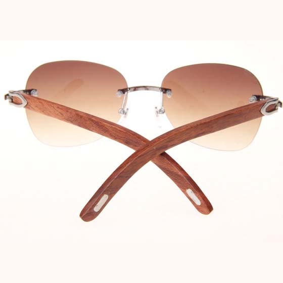 Cartier CT 3524012 Aviator Lens Wood Sunglasses In Silver Brown - EUR FASHION