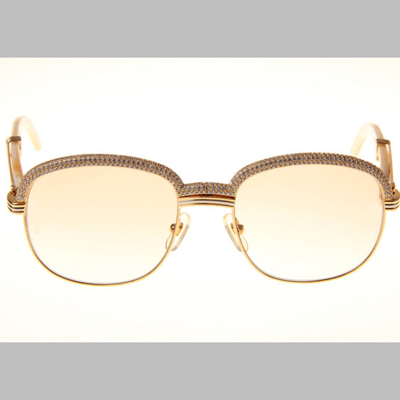 Cartier CT_1116679 Diamond White Buffalo Sunglasses In Gold Brown - EUR FASHION