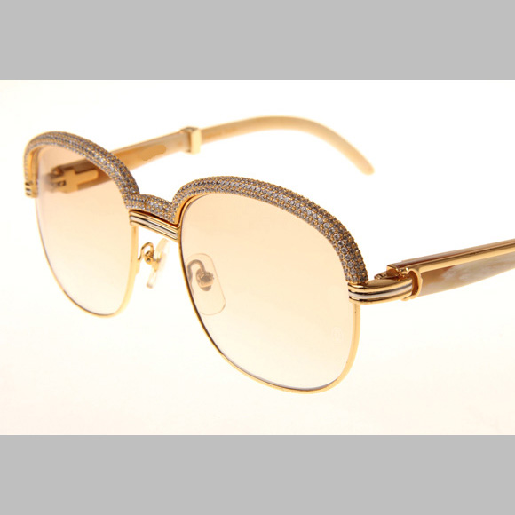 Cartier CT_1116679 Diamond White Buffalo Sunglasses In Gold Brown - EUR FASHION