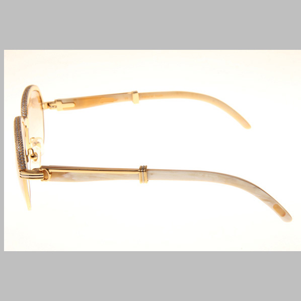 Cartier CT_1116679 Diamond White Buffalo Sunglasses In Gold Brown - EUR FASHION