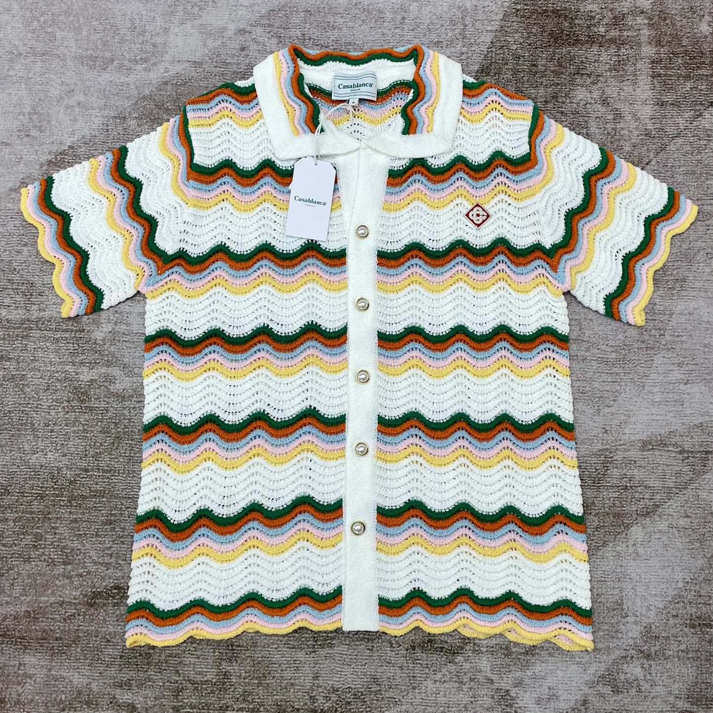 Casablanca Wavy Short-sleeve Boucle Shirt   D0058 - EUR FASHION