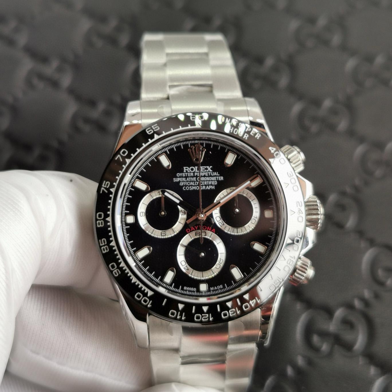 Rolex Cosmograph Daytona Stainless Steel Black Dial Watch 116500 - EUR FASHION