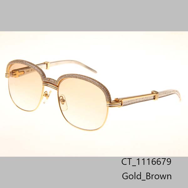 Cartier CT_1116679 Diamond Silver Diamond Stainless Steel Sunglasses In Gold Brown - EUR FASHION