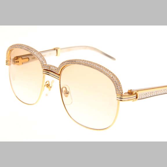 Cartier CT_1116679 Diamond Silver Diamond Stainless Steel Sunglasses In Gold Brown - EUR FASHION