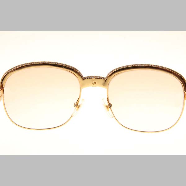 Cartier CT_1116679 Diamond Silver Diamond Stainless Steel Sunglasses In Gold Brown - EUR FASHION
