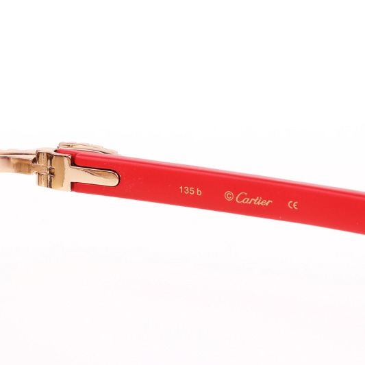 Cartier CT 3524012 Big Diamond Red Wood Sunglasses In Gold Brown - EUR FASHION