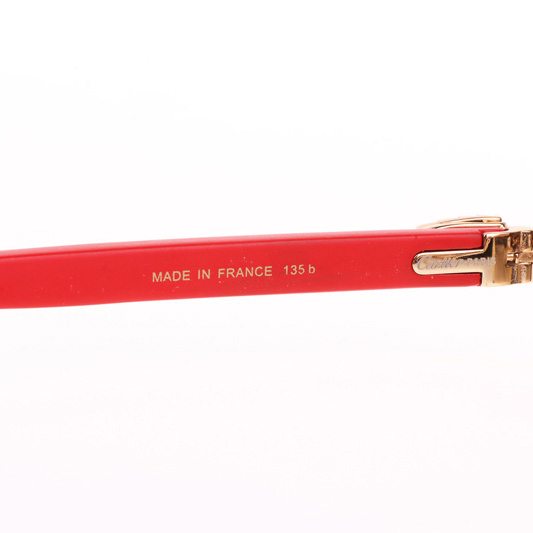 Cartier CT 3524012 Big Diamond Red Wood Sunglasses In Gold Brown - EUR FASHION
