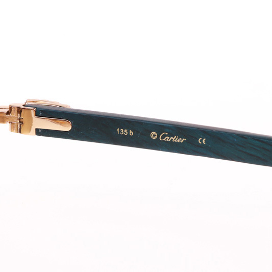 Cartier CT 3524012 Big Diamond Green Wood Sunglasses In Gold Brown - EUR FASHION