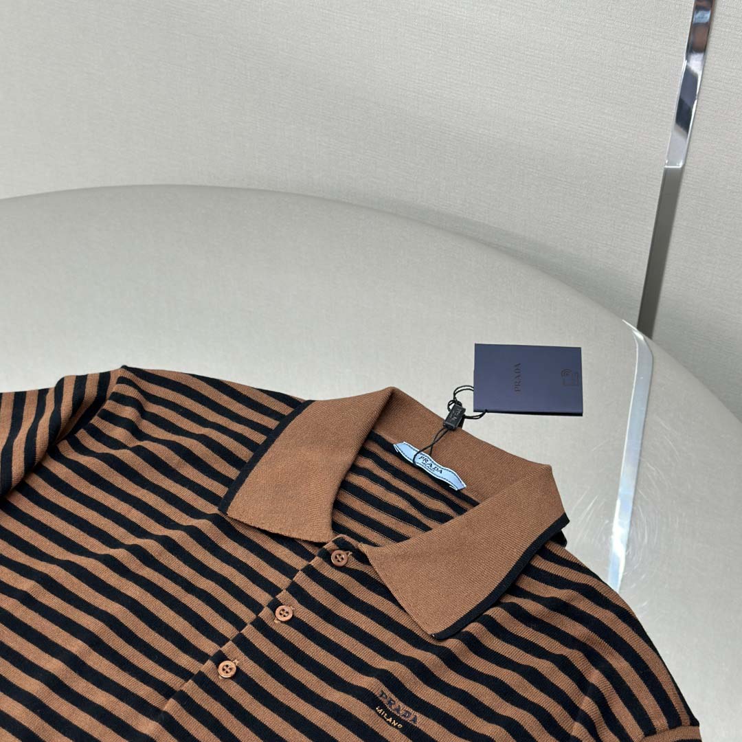 Prada Striped Cotton Polo Shirt - EUR FASHION