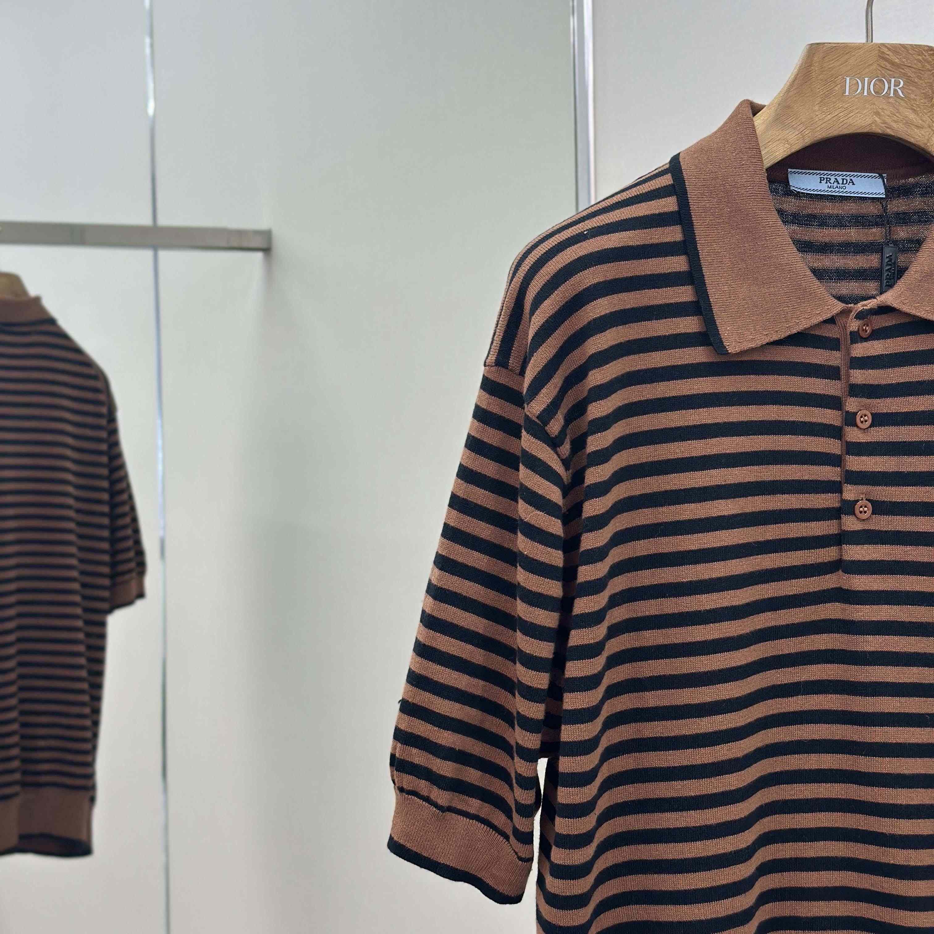 Prada Striped Cotton Polo Shirt - EUR FASHION