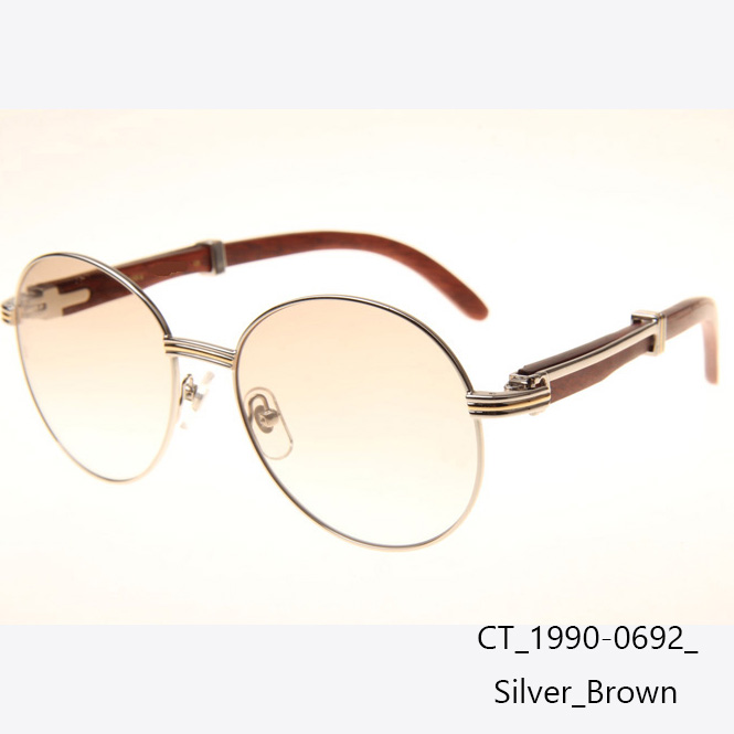 Cartier CT1990-0692 Wood Sunglasses In Silver Brown - EUR FASHION