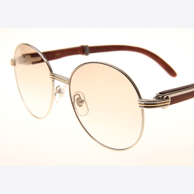 Cartier CT1990-0692 Wood Sunglasses In Silver Brown - EUR FASHION