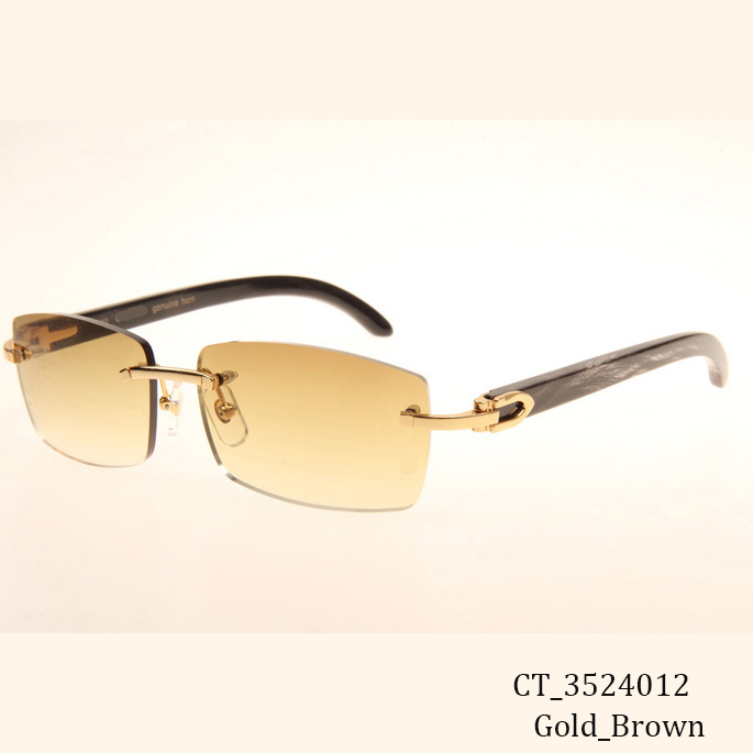 Cartier CT_3524012 Black Grey Buffalo Sunglasses In Gold Brown - EUR FASHION
