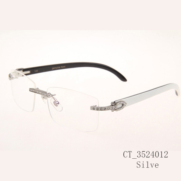 Cartier CT_3524012 Diamond White Mix Black Buffalo Eyeglasses In Silve - EUR FASHION