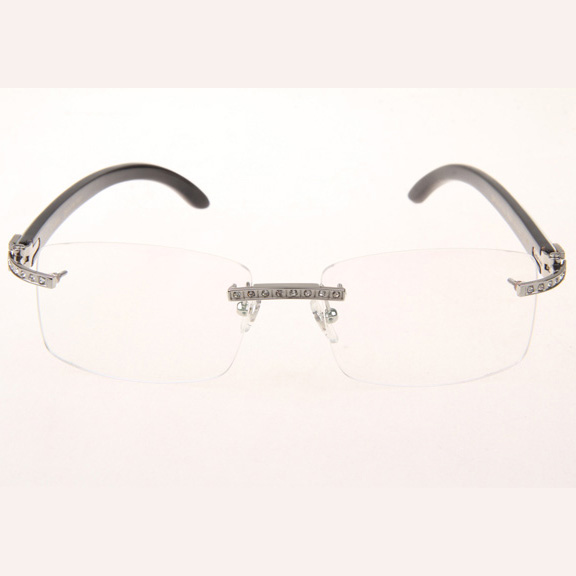 Cartier CT_3524012 Diamond White Mix Black Buffalo Eyeglasses In Silve - EUR FASHION