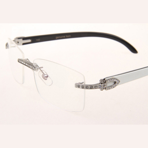 Cartier CT_3524012 Diamond White Mix Black Buffalo Eyeglasses In Silve - EUR FASHION