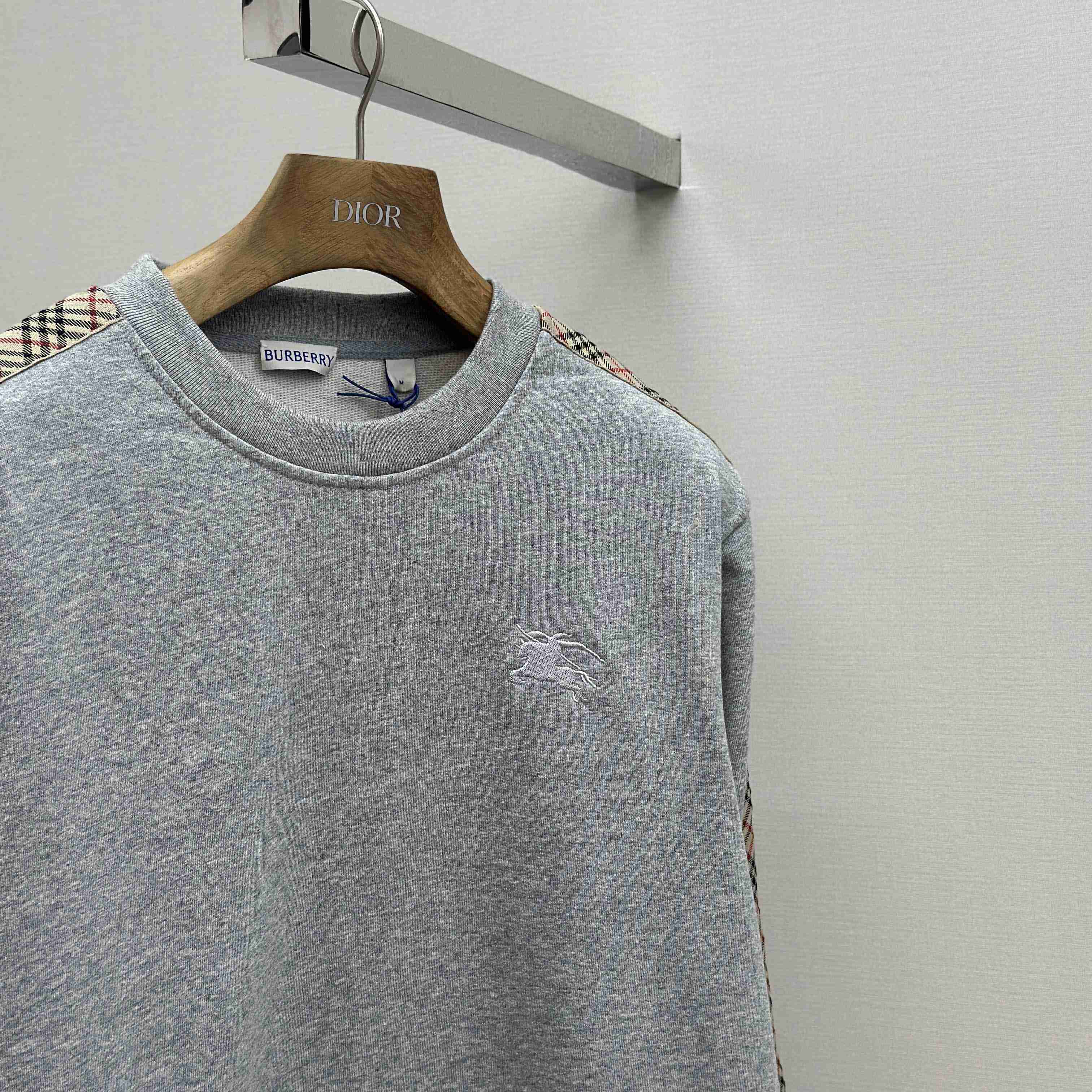Burberry Check Trim Cotton Sweatshirt - EUR FASHION