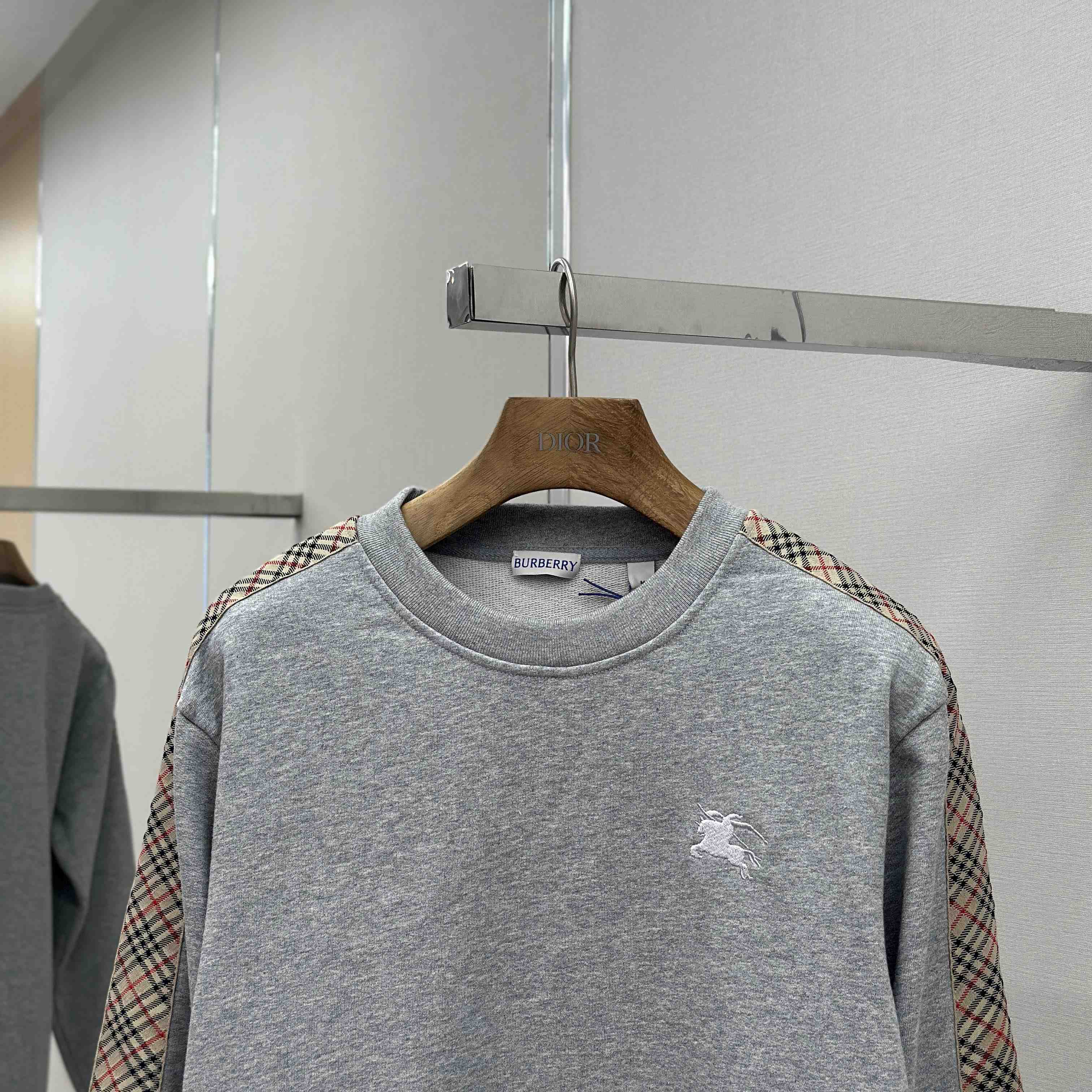 Burberry Check Trim Cotton Sweatshirt - EUR FASHION
