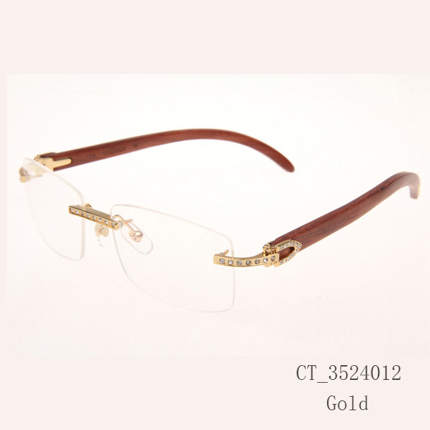 Cartier CT_3524012 Diamond Wood Eyeglasses In Gold - EUR FASHION