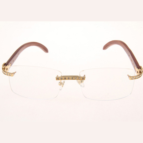 Cartier CT_3524012 Diamond Wood Eyeglasses In Gold - EUR FASHION