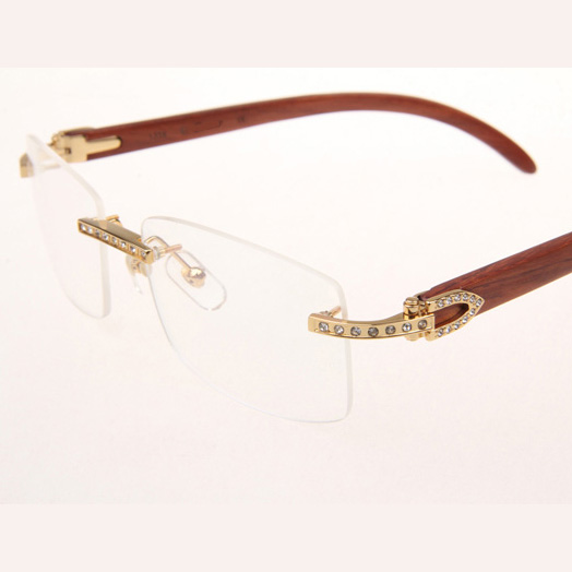 Cartier CT_3524012 Diamond Wood Eyeglasses In Gold - EUR FASHION