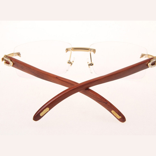 Cartier CT_3524012 Diamond Wood Eyeglasses In Gold - EUR FASHION