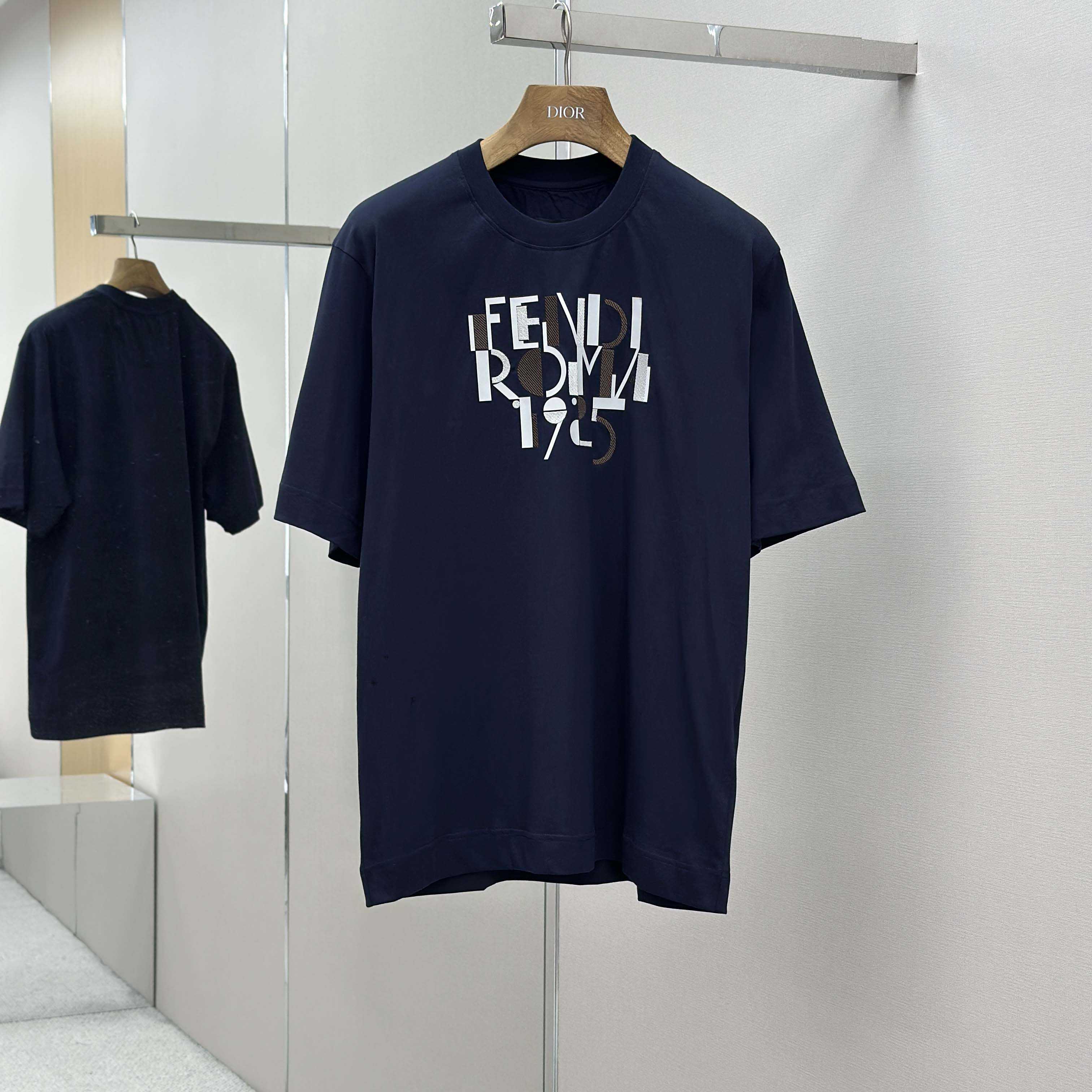 Fendi Dark Blue Cotton T-shirt - EUR FASHION