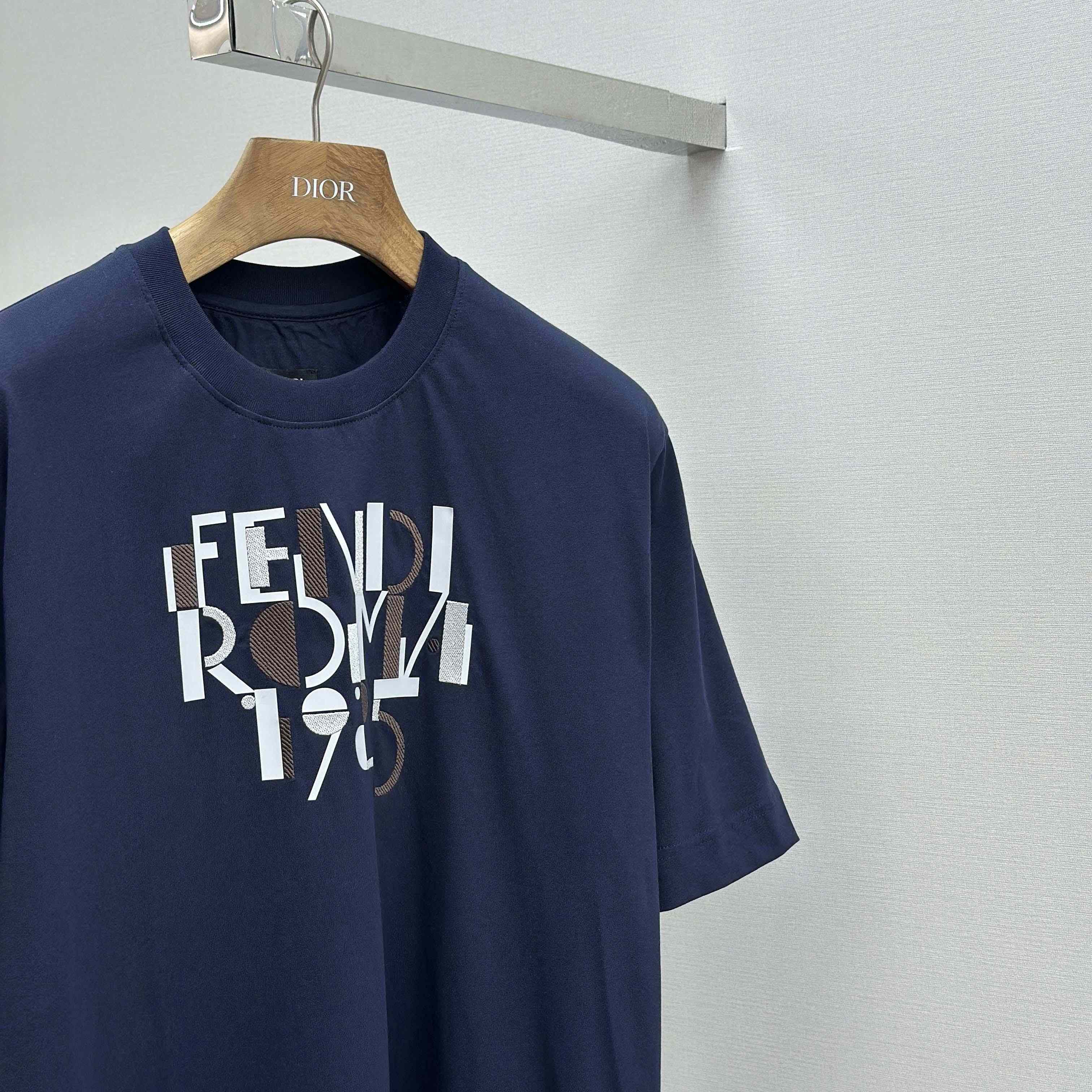 Fendi Dark Blue Cotton T-shirt - EUR FASHION