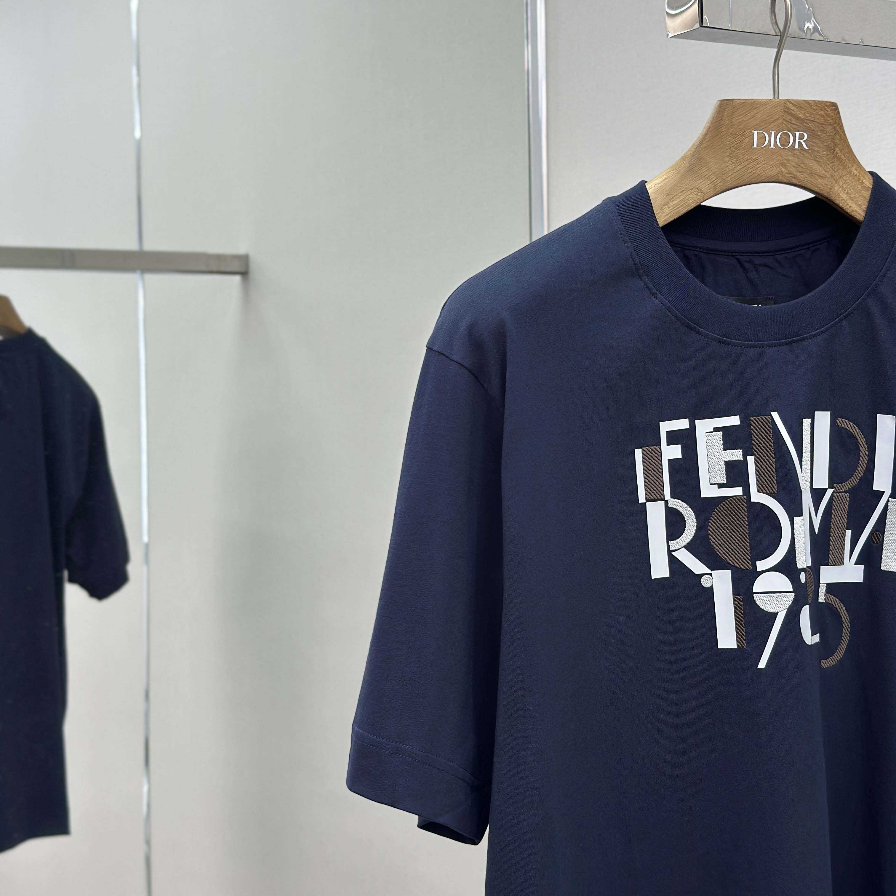 Fendi Dark Blue Cotton T-shirt - EUR FASHION
