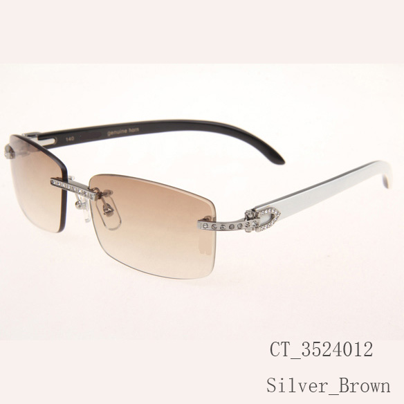 Cartier CT_3524012 Diamond White Mix Black Buffalo Eyeglasses In Silver Brown - EUR FASHION