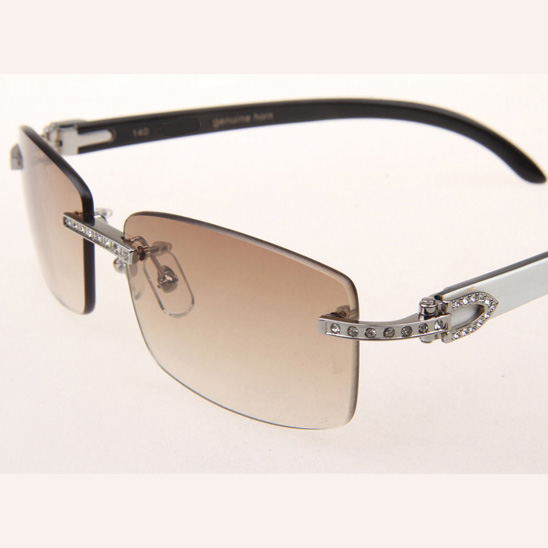 Cartier CT_3524012 Diamond White Mix Black Buffalo Eyeglasses In Silver Brown - EUR FASHION