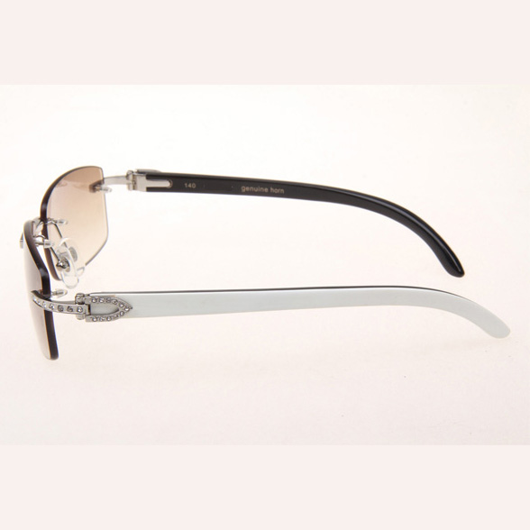 Cartier CT_3524012 Diamond White Mix Black Buffalo Eyeglasses In Silver Brown - EUR FASHION