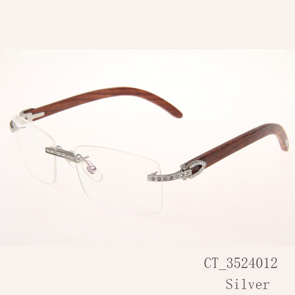 Cartier CT_3524012 Diamond Wood Eyeglasses In Silver - EUR FASHION