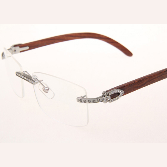 Cartier CT_3524012 Diamond Wood Eyeglasses In Silver - EUR FASHION