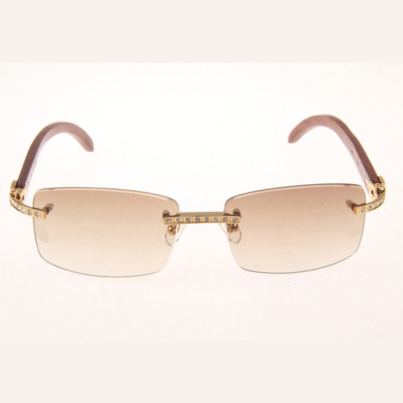 Cartier CT_3524012 Diamond Wood Eyeglasses In Gold_Brown - EUR FASHION