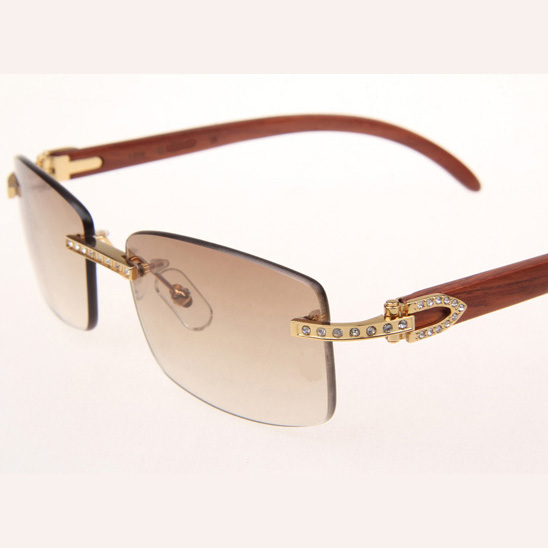Cartier CT_3524012 Diamond Wood Eyeglasses In Gold_Brown - EUR FASHION