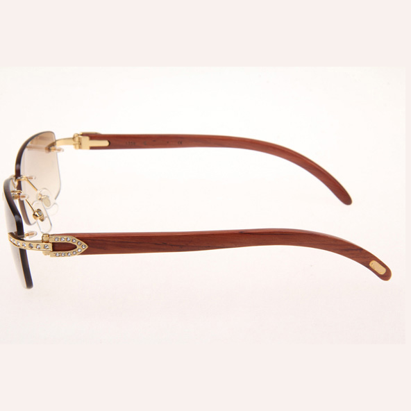 Cartier CT_3524012 Diamond Wood Eyeglasses In Gold_Brown - EUR FASHION
