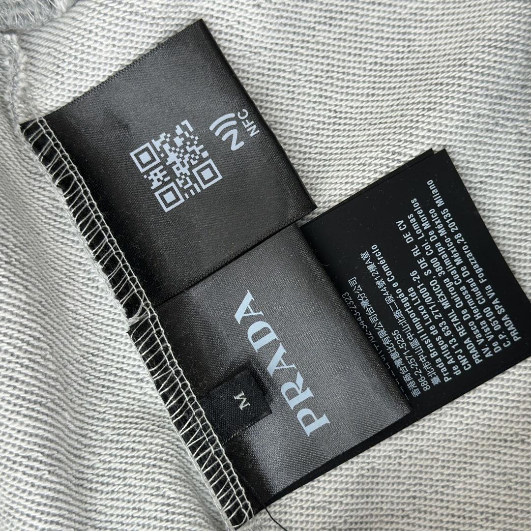 Prada Marble Gray Long-sleeved Cotton Polo Shirt - EUR FASHION