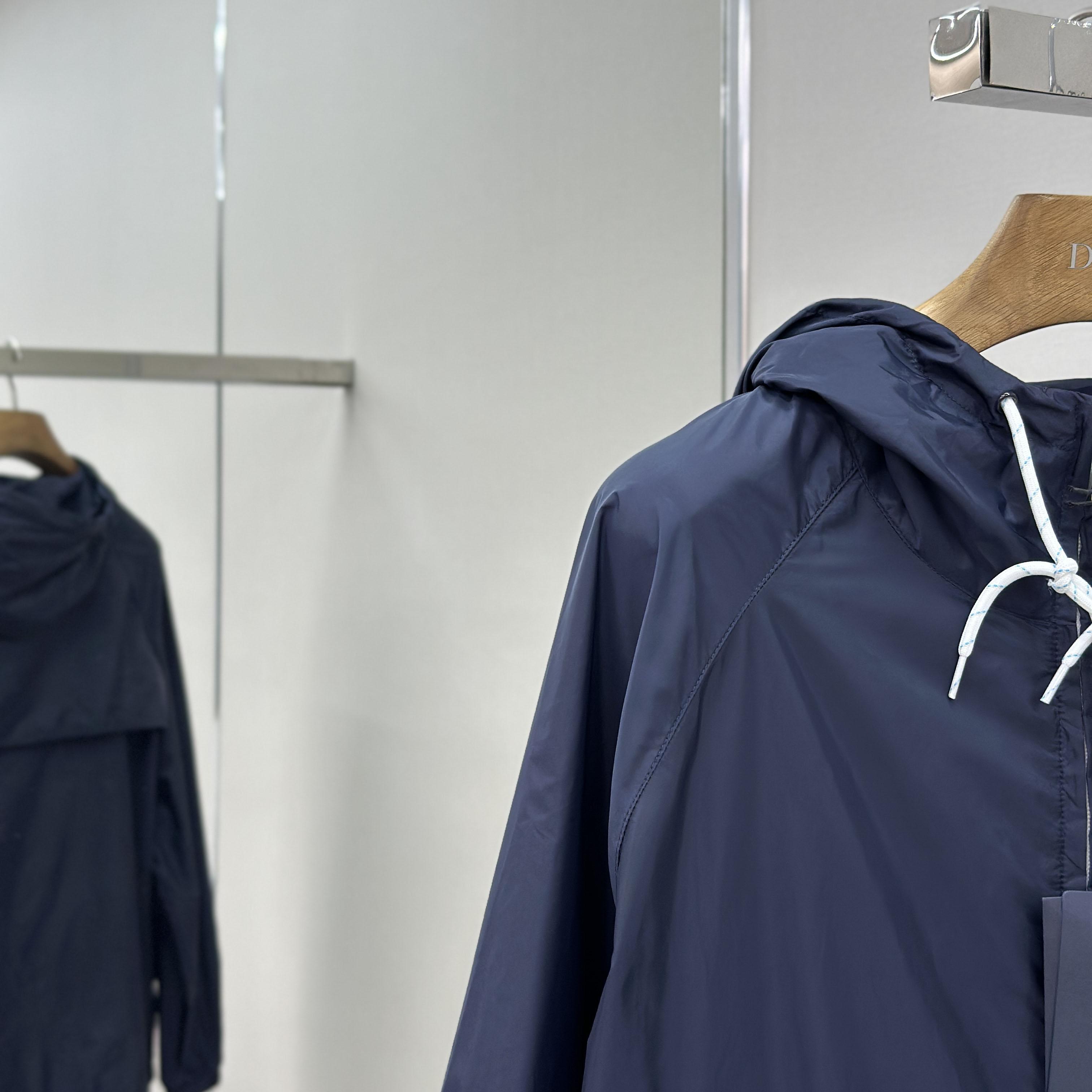 Prada Navy Blue Re-Nylon Wind Breaker - EUR FASHION