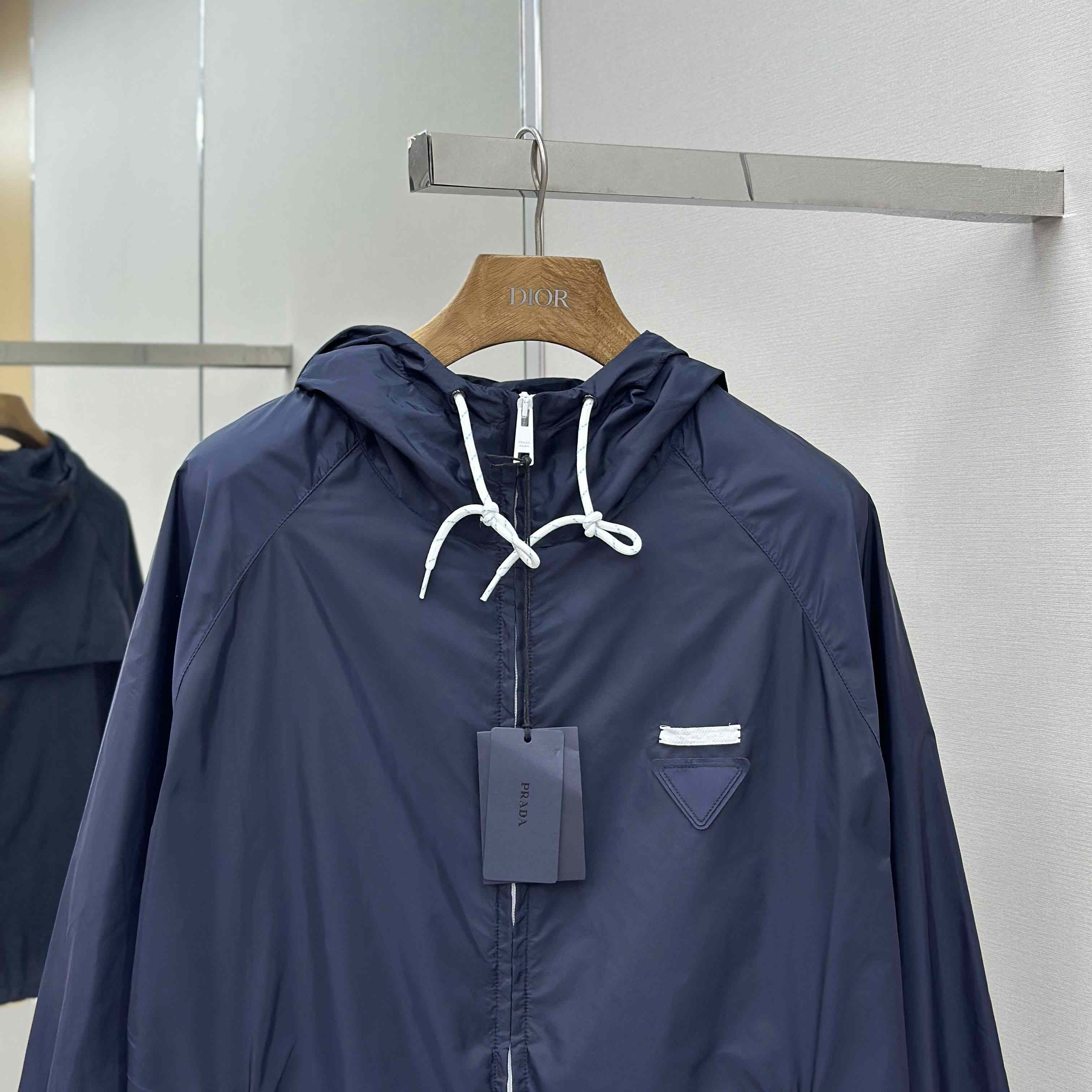 Prada Navy Blue Re-Nylon Wind Breaker - EUR FASHION