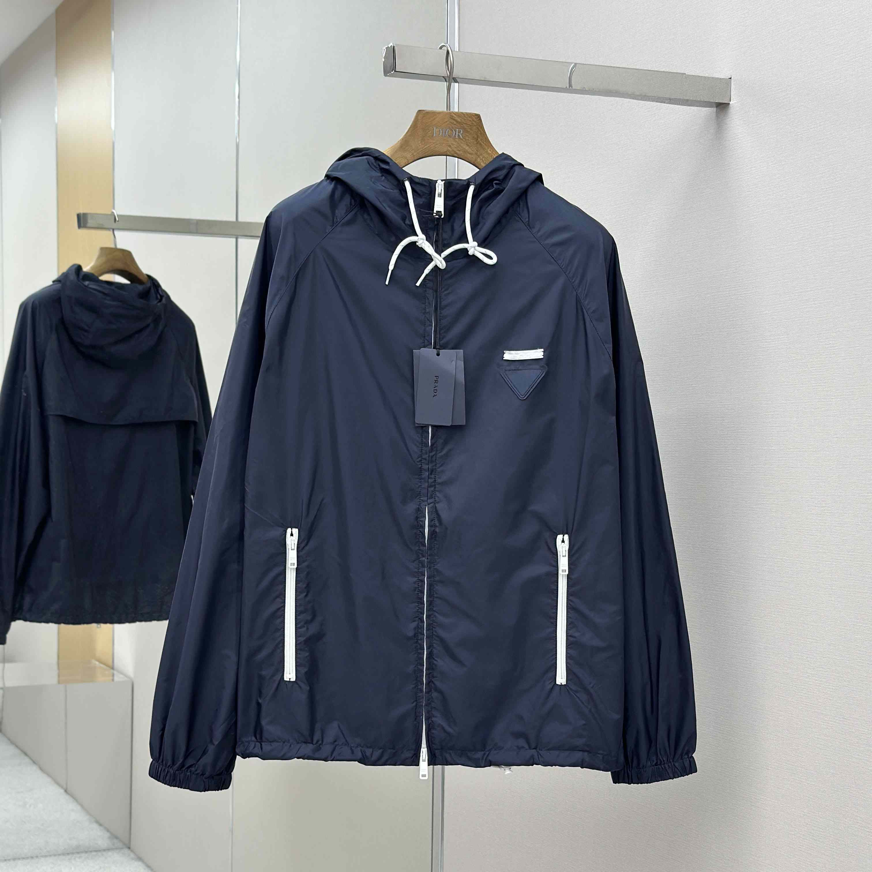 Prada Navy Blue Re-Nylon Wind Breaker - EUR FASHION