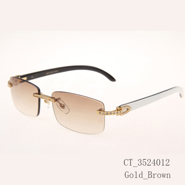 Cartier CT_3524012 Diamond White Mix Black Buffalo Eyeglasses In Gold Brown - EUR FASHION
